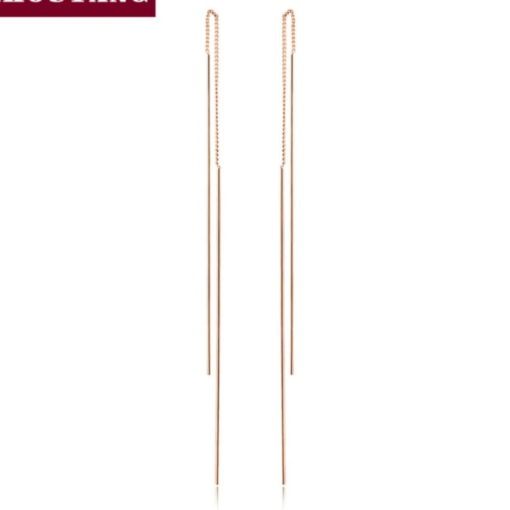 NEW!๐๐ROSE๐GOLD PLATED!๐๐DROP LINE THREADERS! - Picture 4 of 8